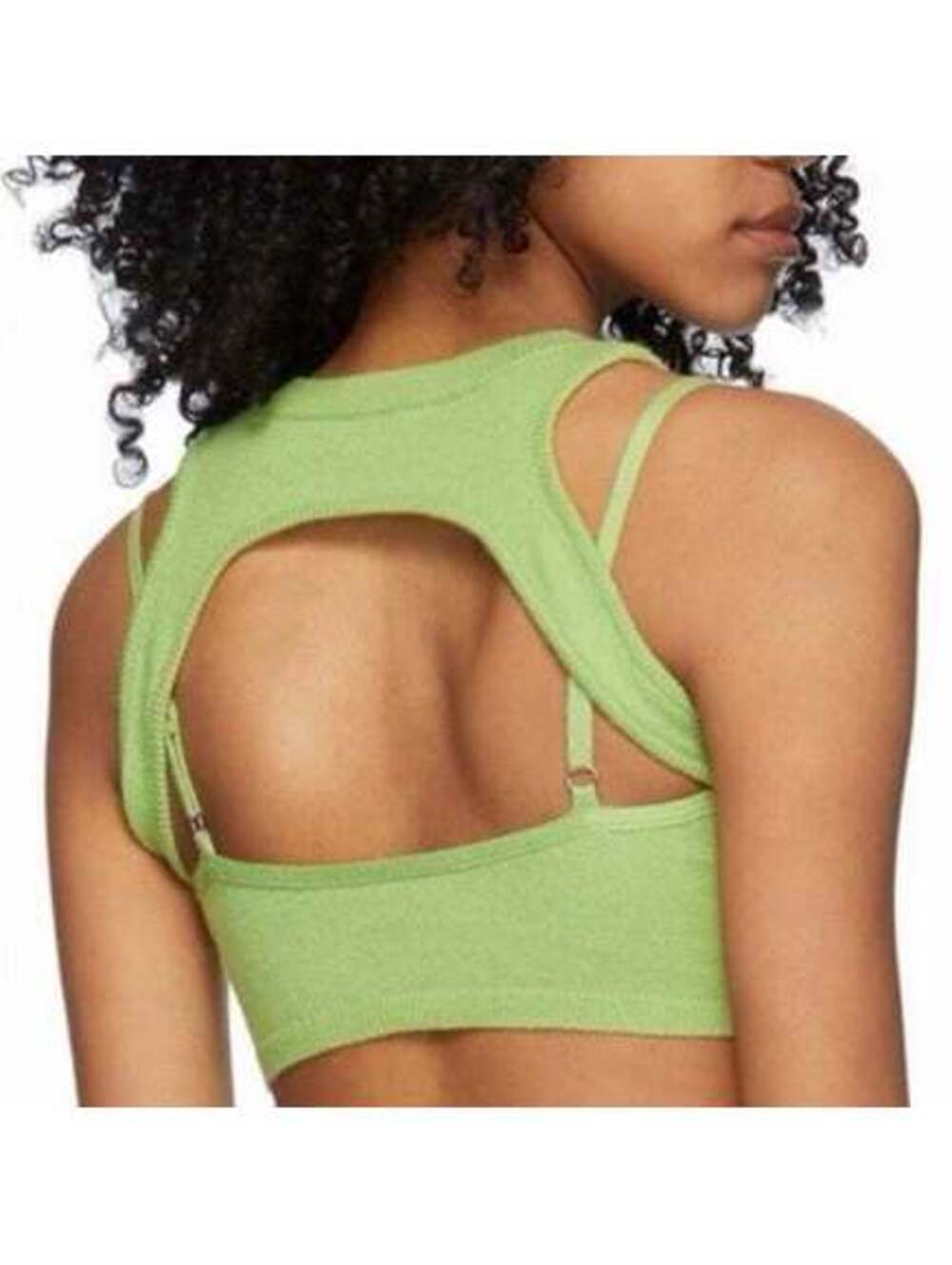 Danielle Guizio Green Knit Arched Cut-Out Crop Tank Size S